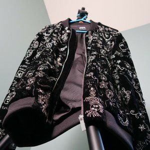Zara Velvet Bomber Jacket Vintage 80s